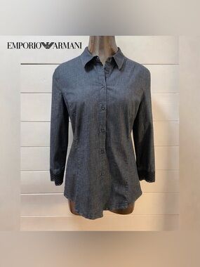 EMPORIO ARMANI JEANS Dark Denim Blouse – Estimated Size 8